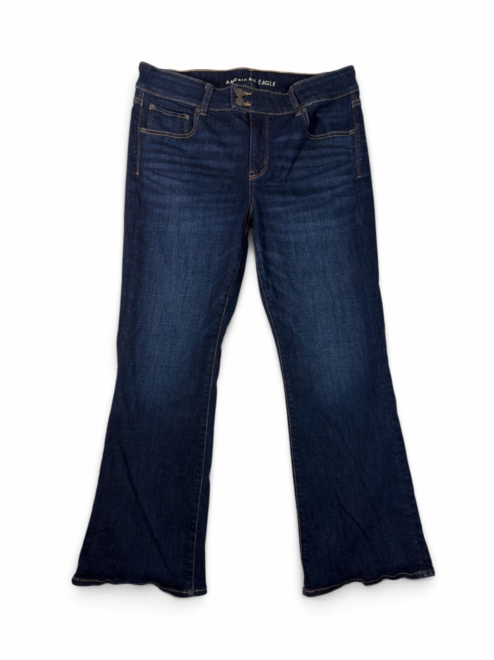 American Eagle Kick Boot Jeans Women’s 16 Short Dark Wash Stretch Bootcut